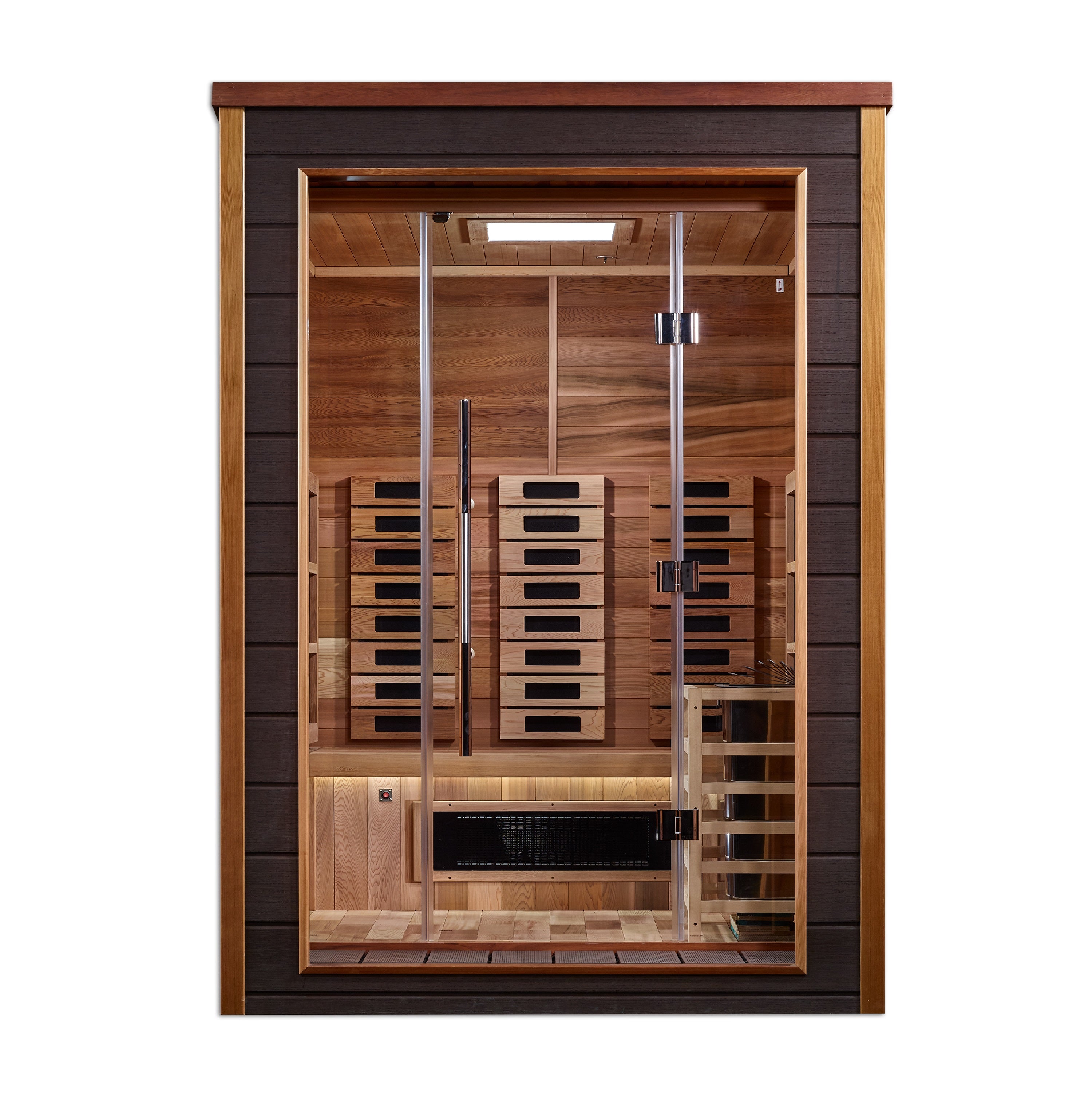 Golden Designs Nora 2-Person Outdoor Hybrid Sauna – Infrared & Traditional Stove