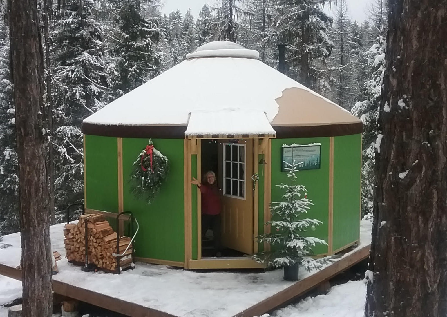14 Wall Luxury Yurt-Cabin Kit with Solid Walls by Freedom Yurt-Cabins