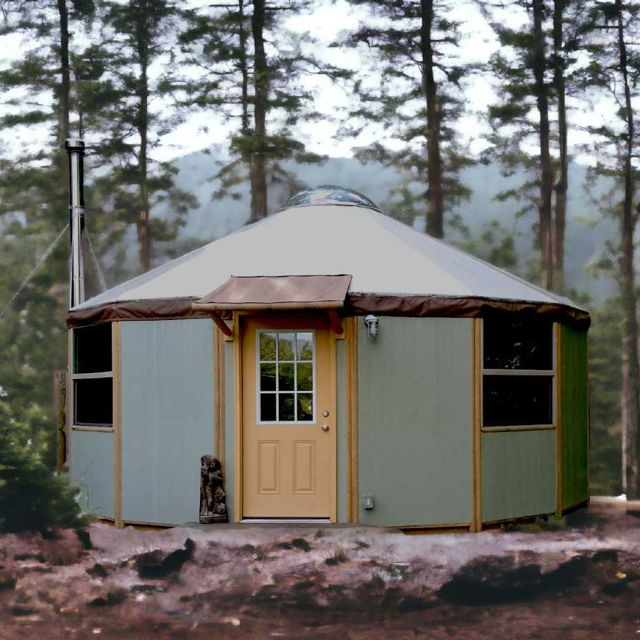 16 Wall Luxury Yurt-Cabin Kit with Solid Walls by Freedom Yurt-Cabins