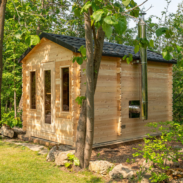 Leisurecraft Canadian Timber Georgian Cabin Wood burning Sauna with Changeroom