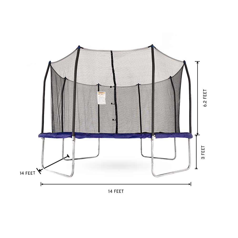 14' Square Trampoline - Blue