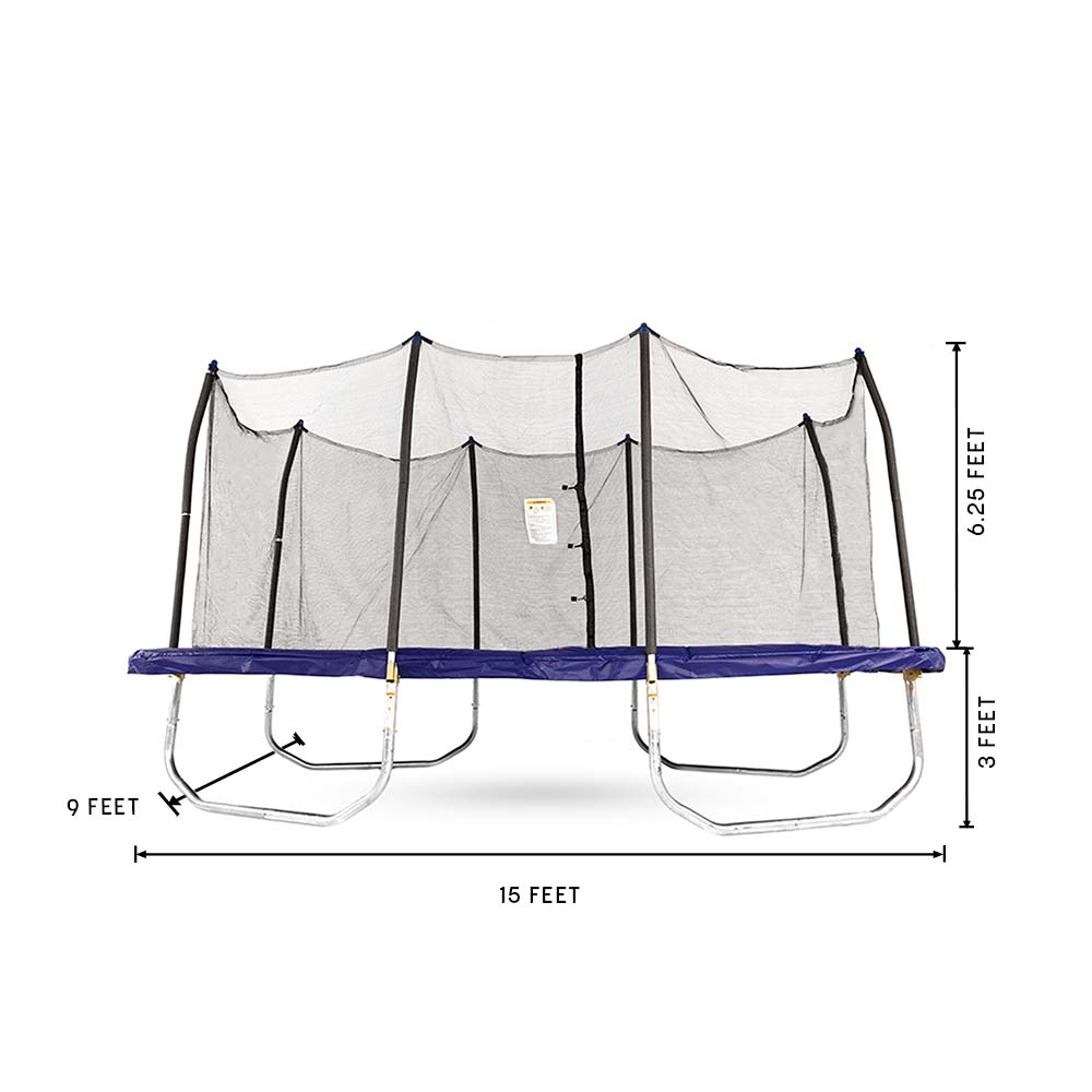 15' x 9' Rectangle Trampoline - Blue