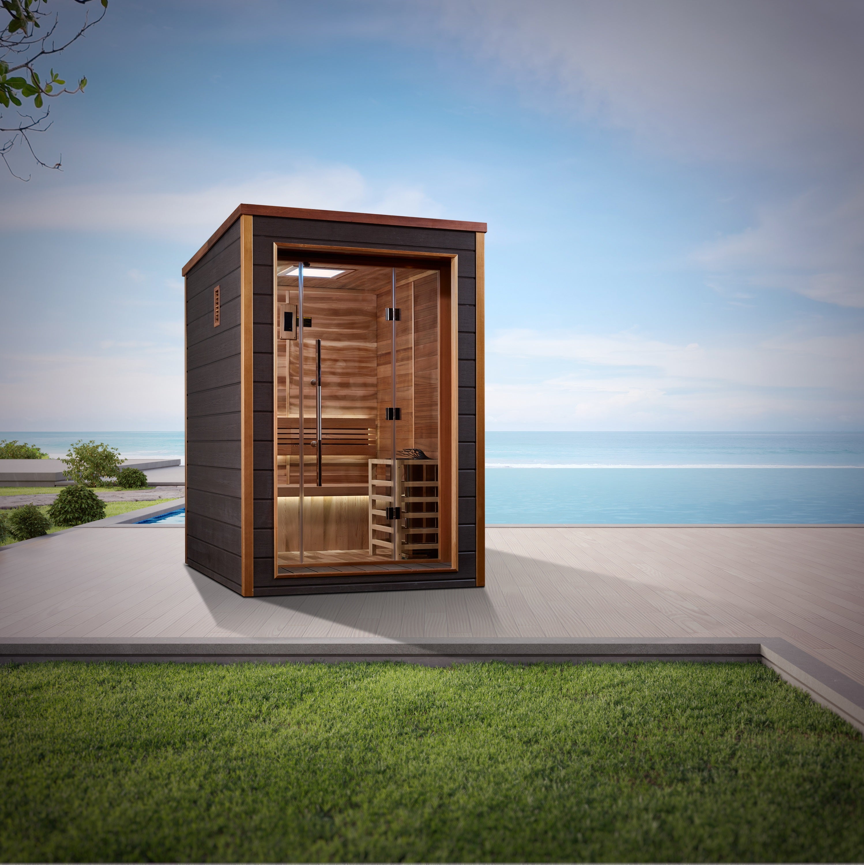 Golden Designs Narvik 2-Person Outdoor Sauna – Red Cedar Interior