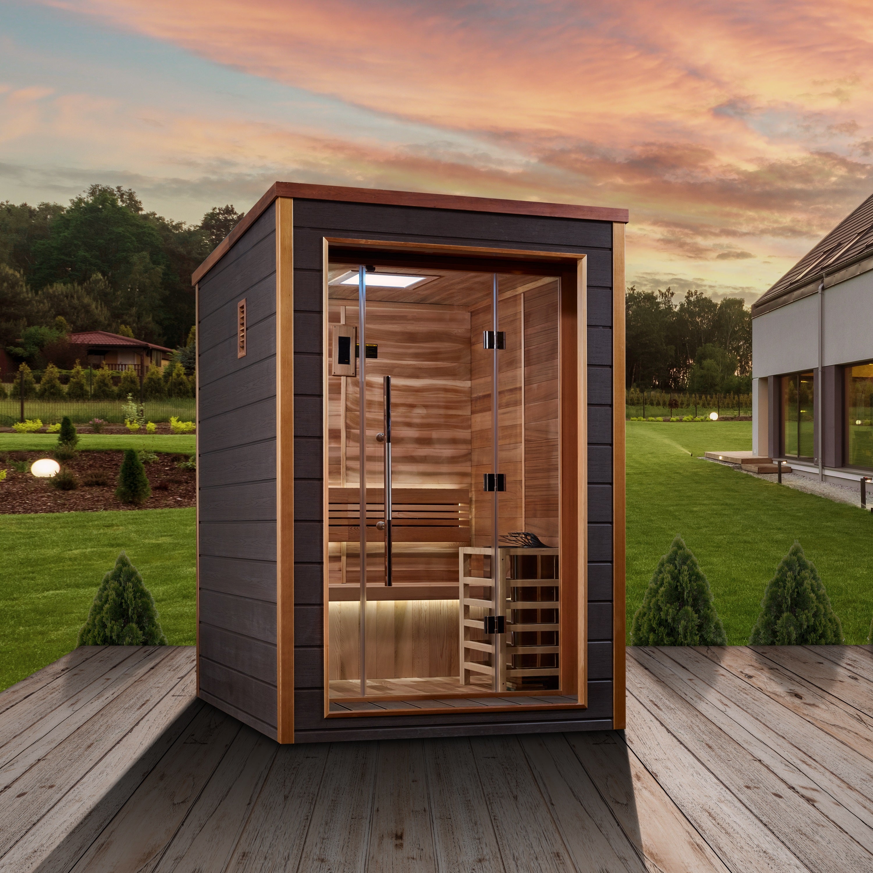 Golden Designs Narvik 2-Person Outdoor Sauna – Red Cedar Interior