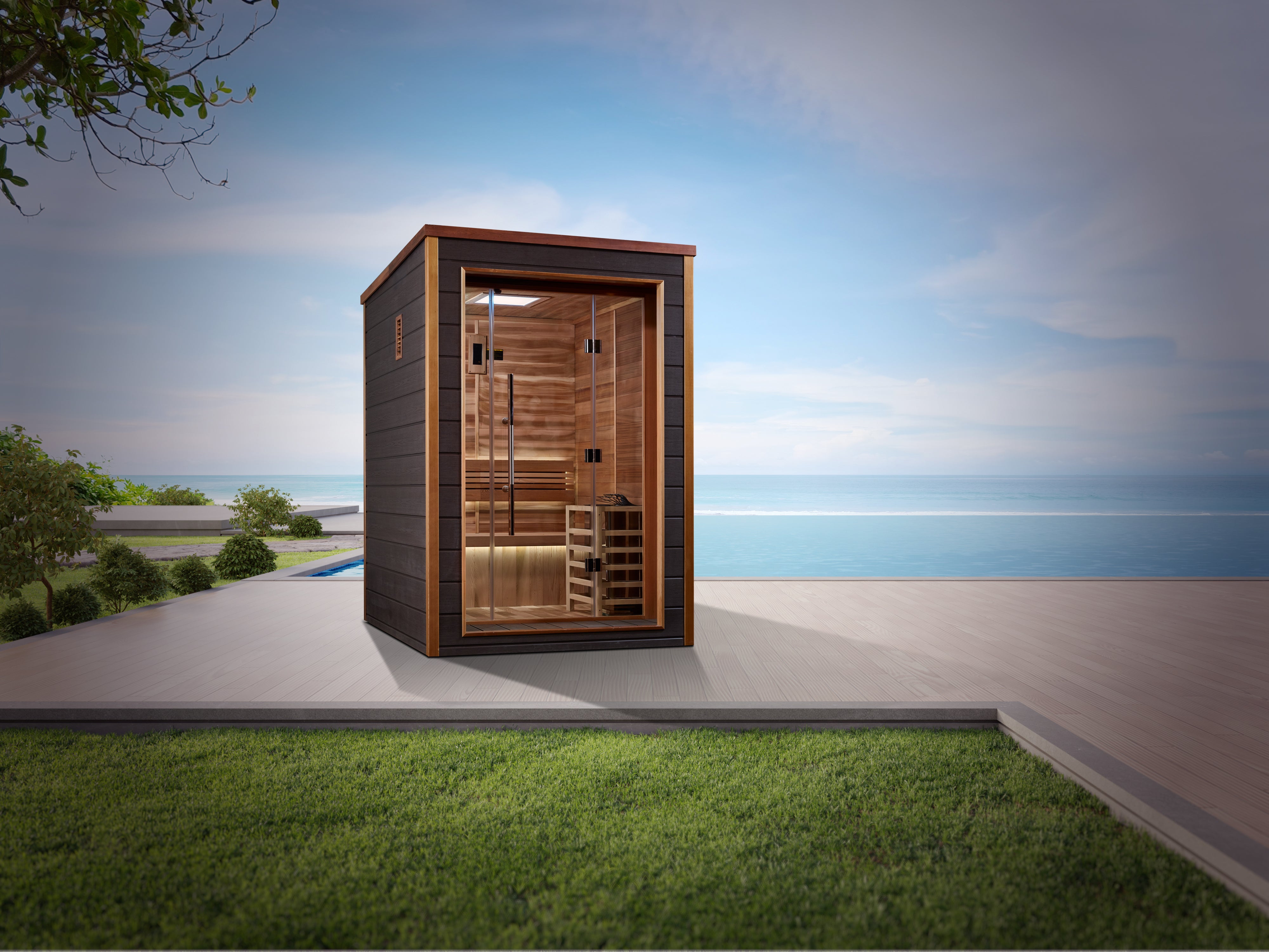 Golden Designs Narvik 2-Person Outdoor Sauna – Red Cedar Interior