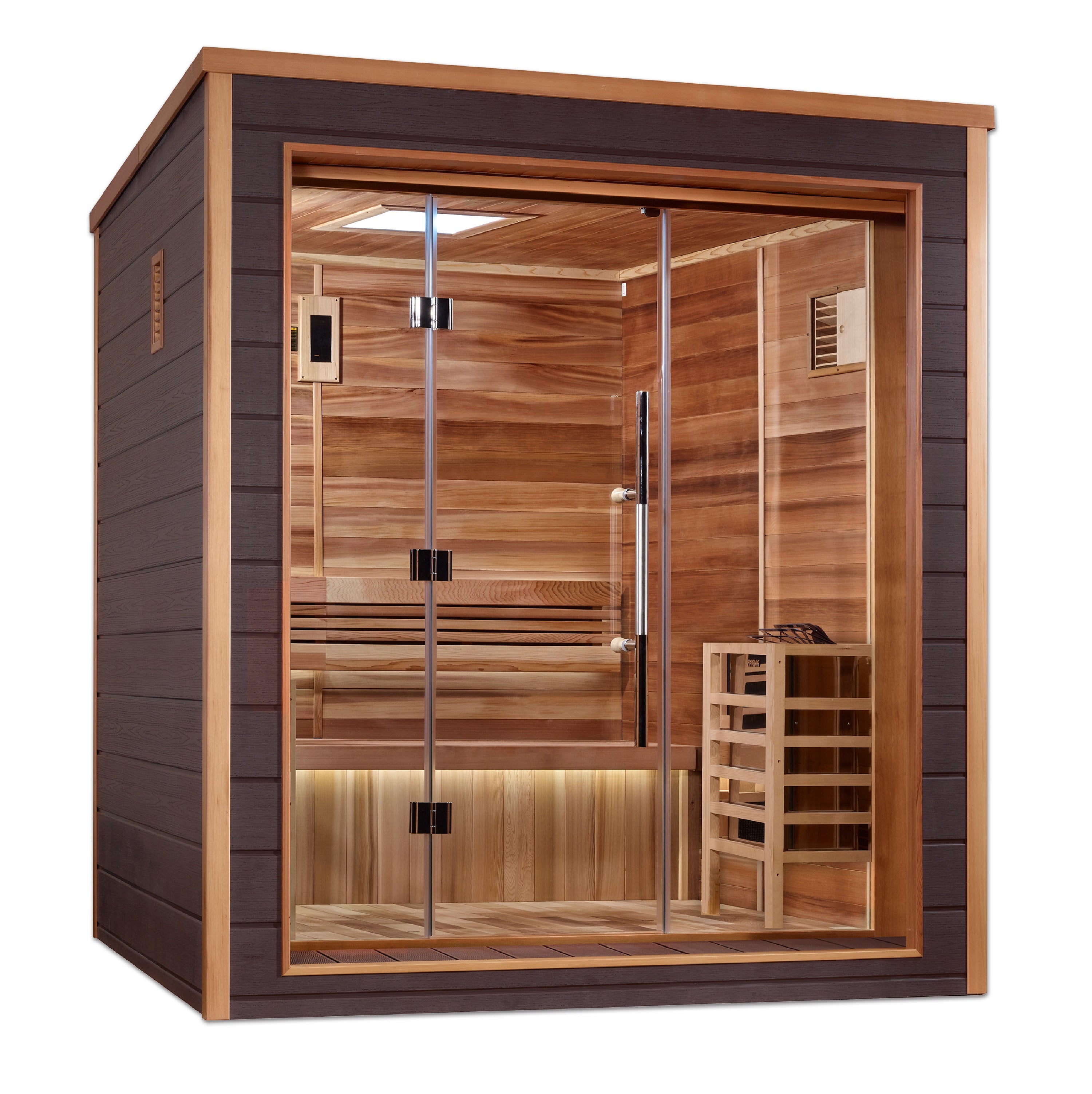 Golden Designs Drammen 3-Person Outdoor Sauna – Red Cedar Interior