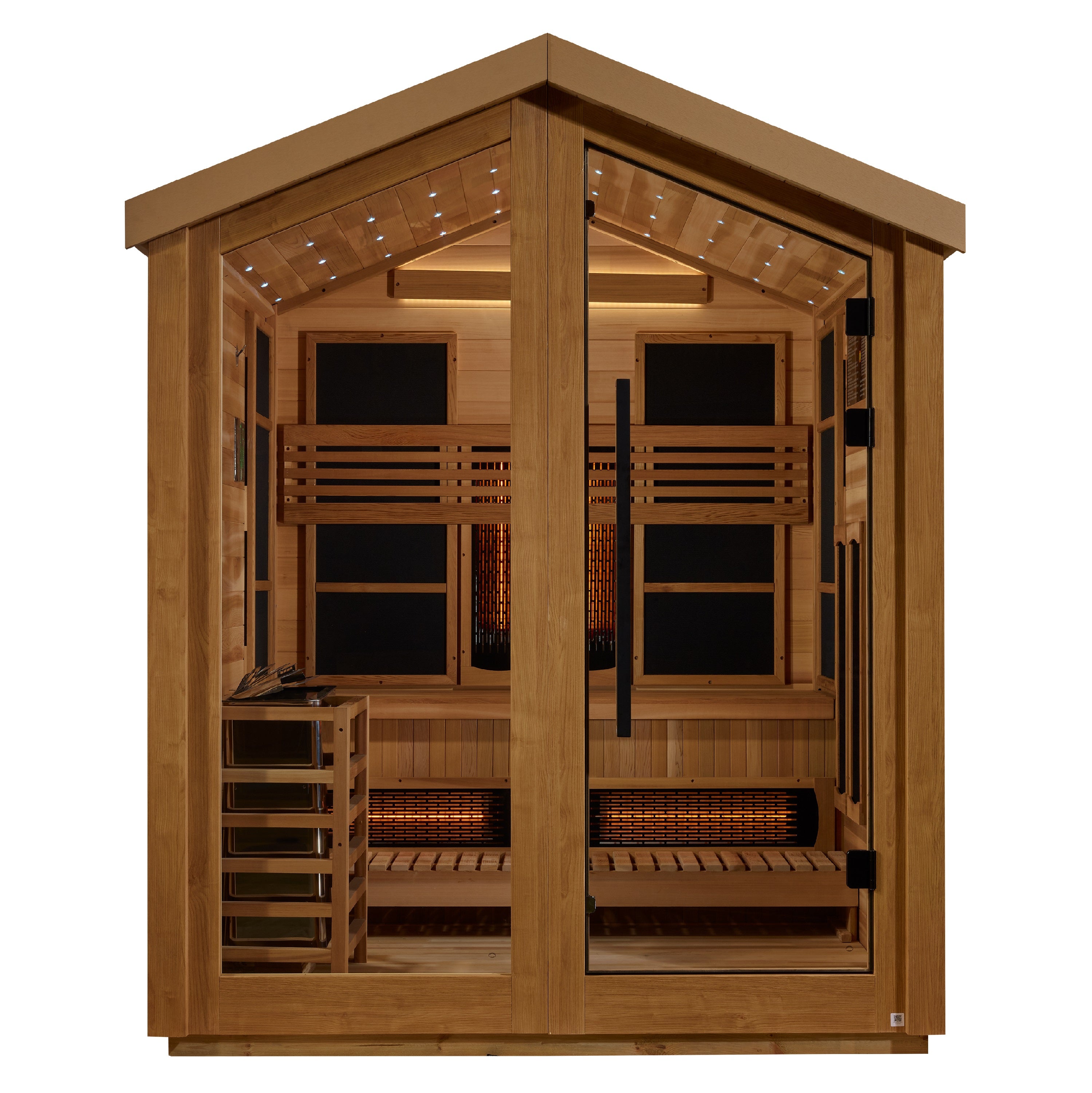 Golden Designs Loviisa 3-Person Outdoor Hybrid Sauna – Infrared & Traditional Stove