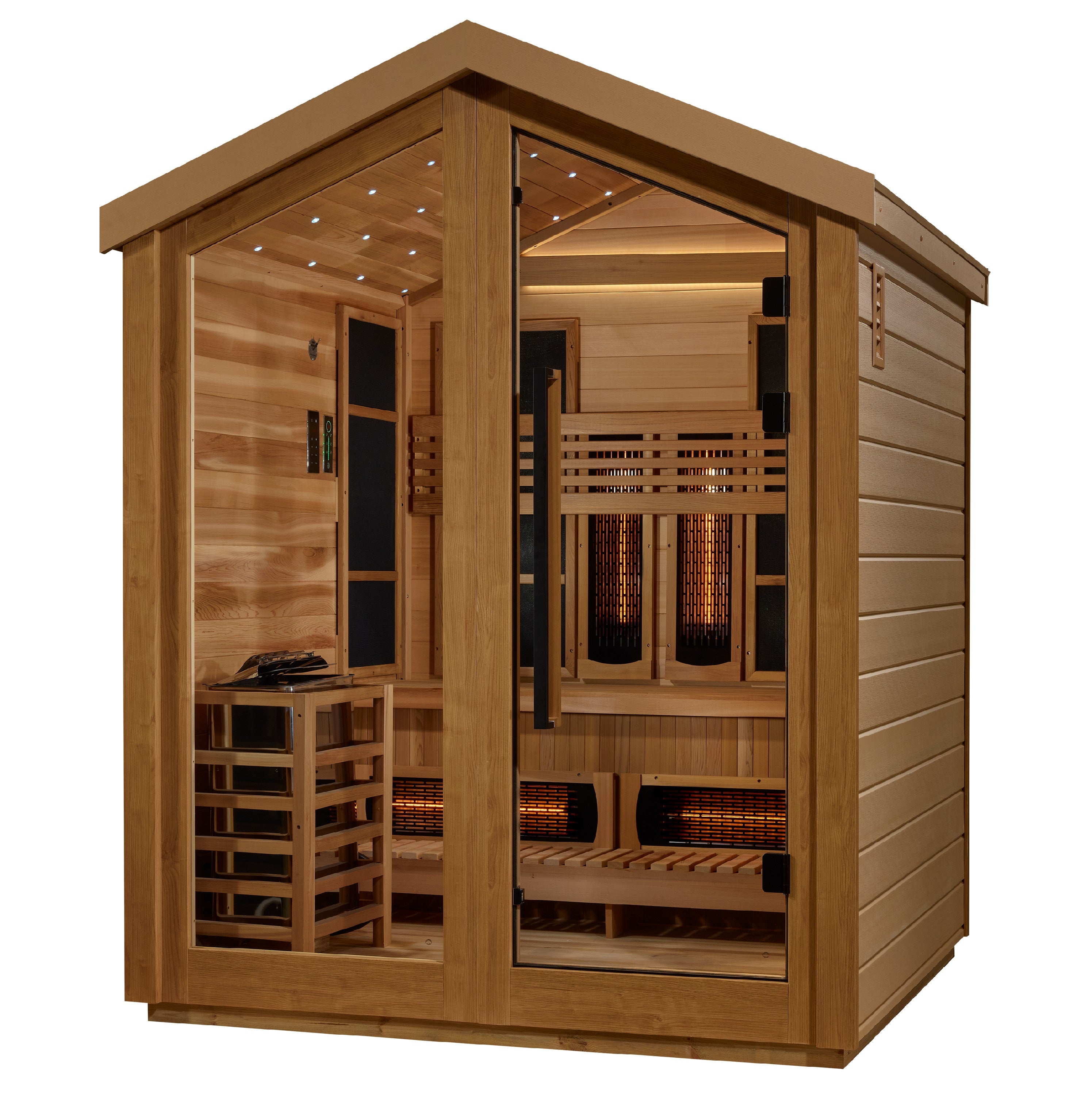 Golden Designs Loviisa 3-Person Outdoor Hybrid Sauna – Infrared & Traditional Stove