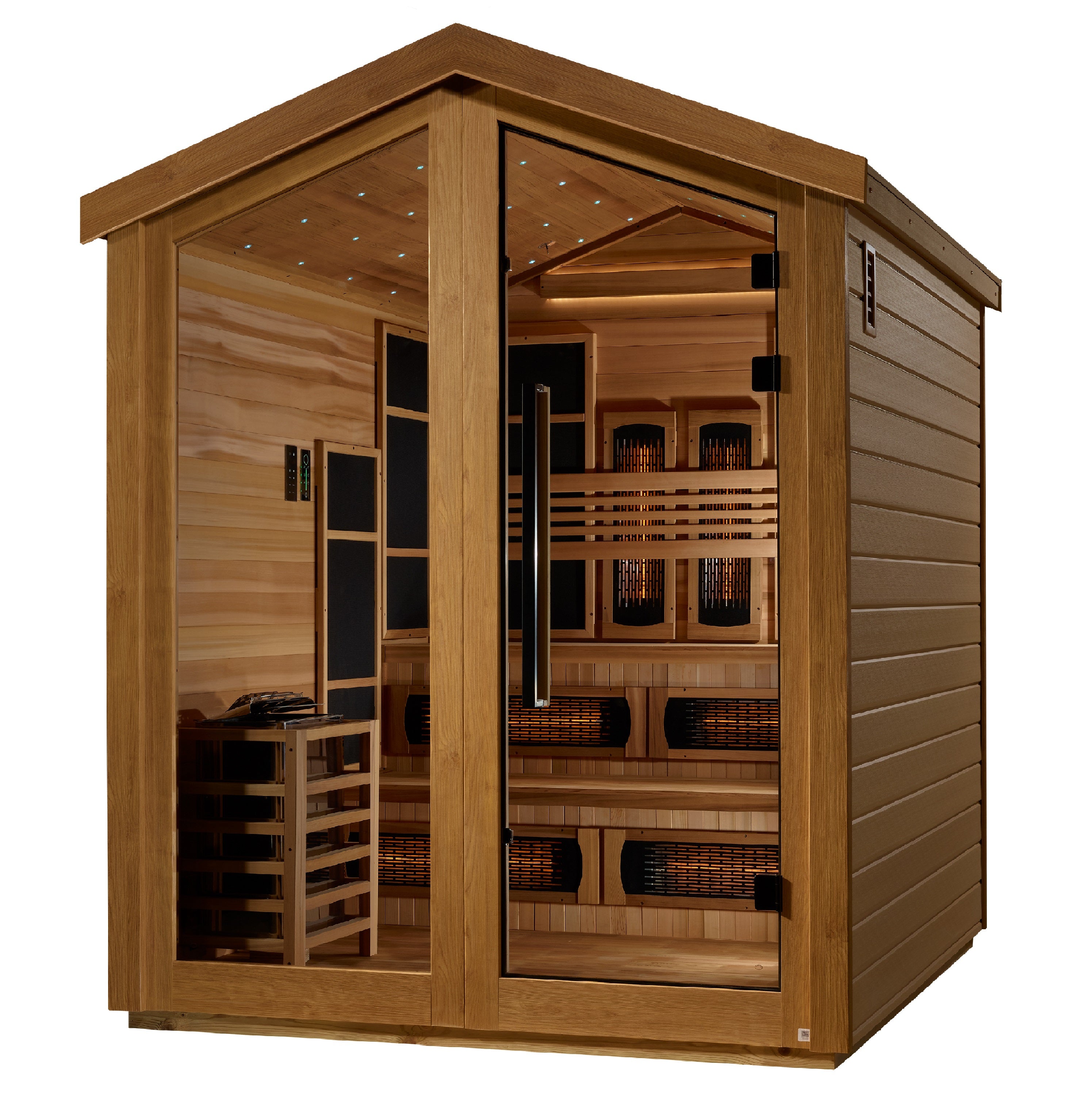 Golden Designs Kaskinen 6-Person Outdoor Hybrid Sauna – Infrared & Traditional Stove