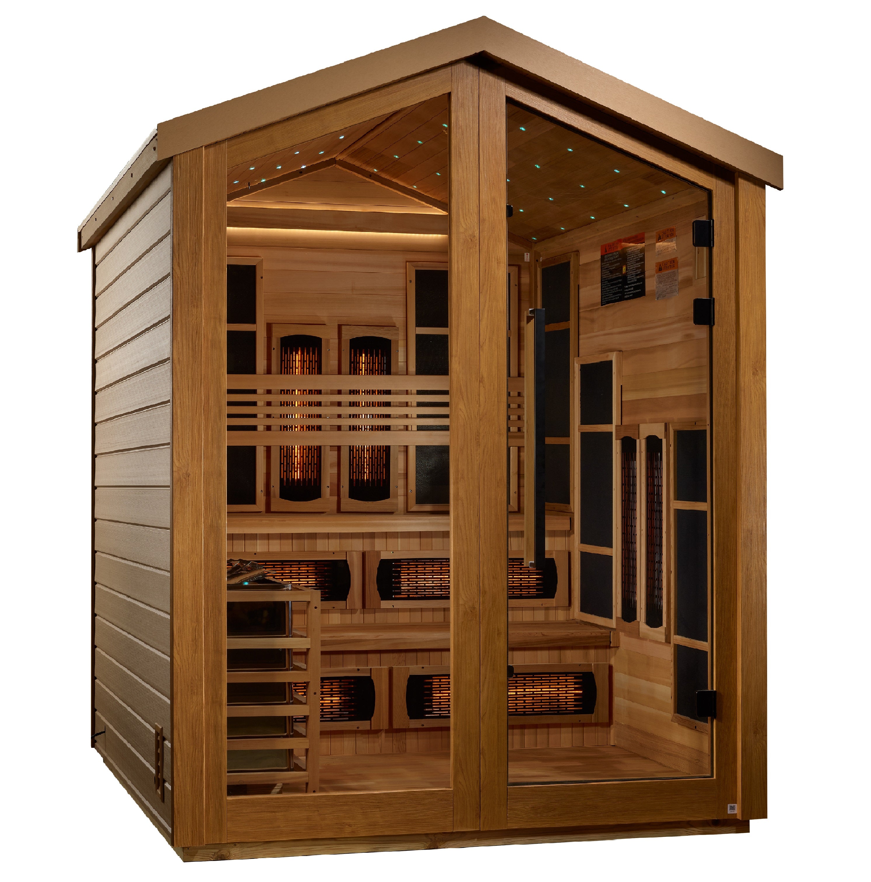 Golden Designs Kaskinen 6-Person Outdoor Hybrid Sauna – Infrared & Traditional Stove