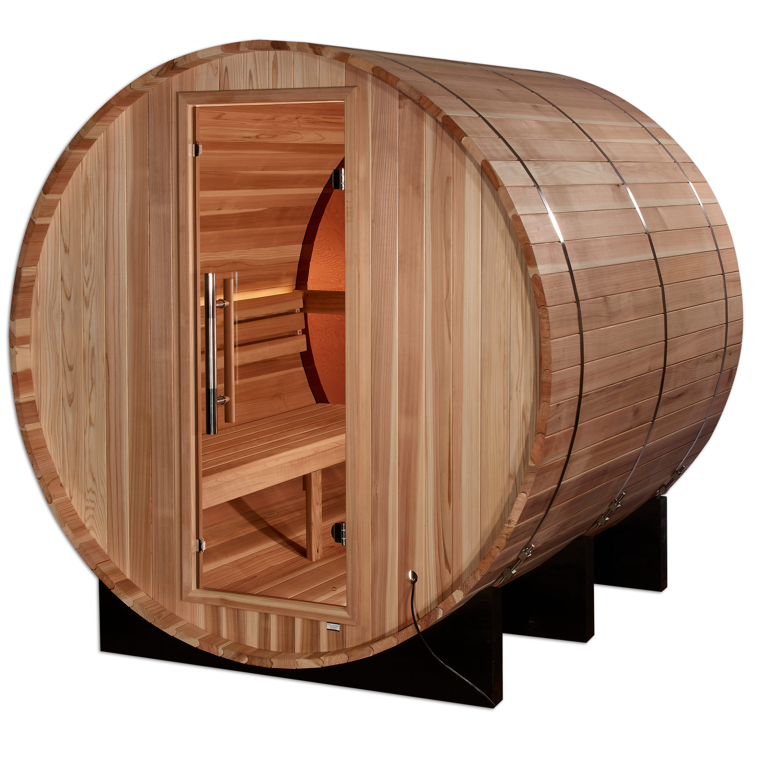 Golden Designs Zurich 4-Person Barrel with Bronze Privacy View Traditional Sauna