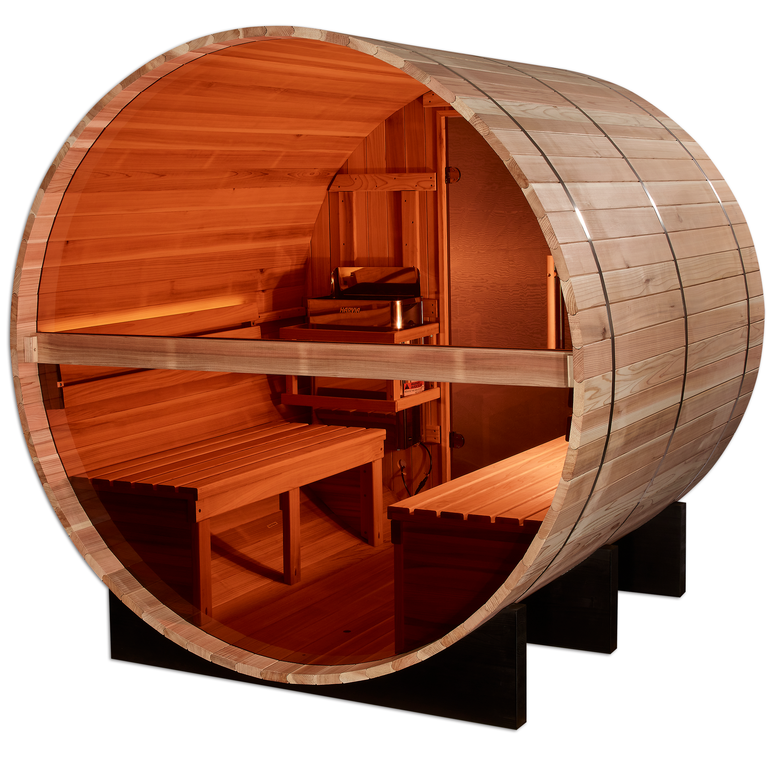 Golden Designs Zurich 4-Person Barrel with Bronze Privacy View Traditional Sauna