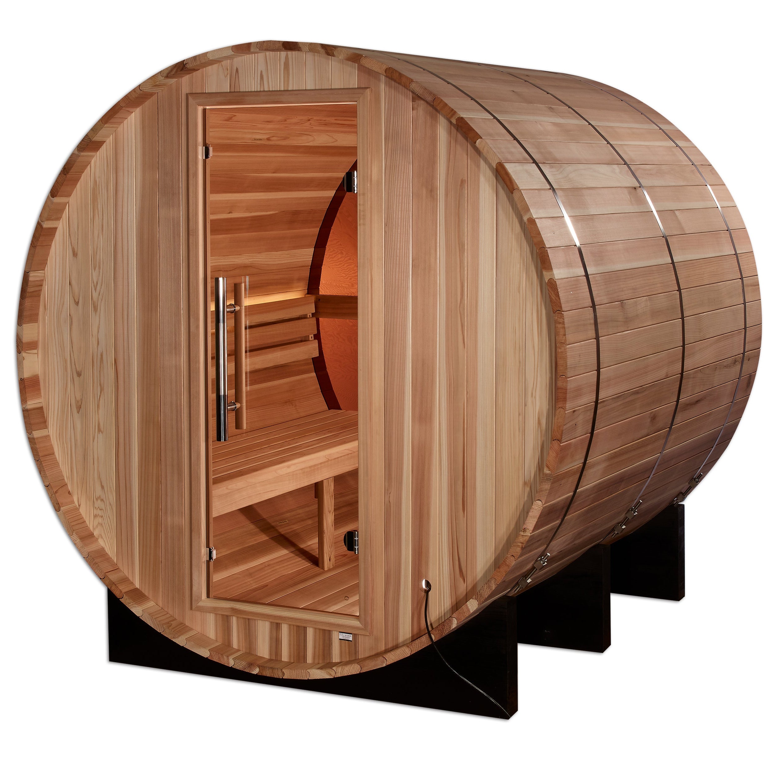 Golden Designs Zurich 4-Person Barrel with Bronze Privacy View Traditional Sauna