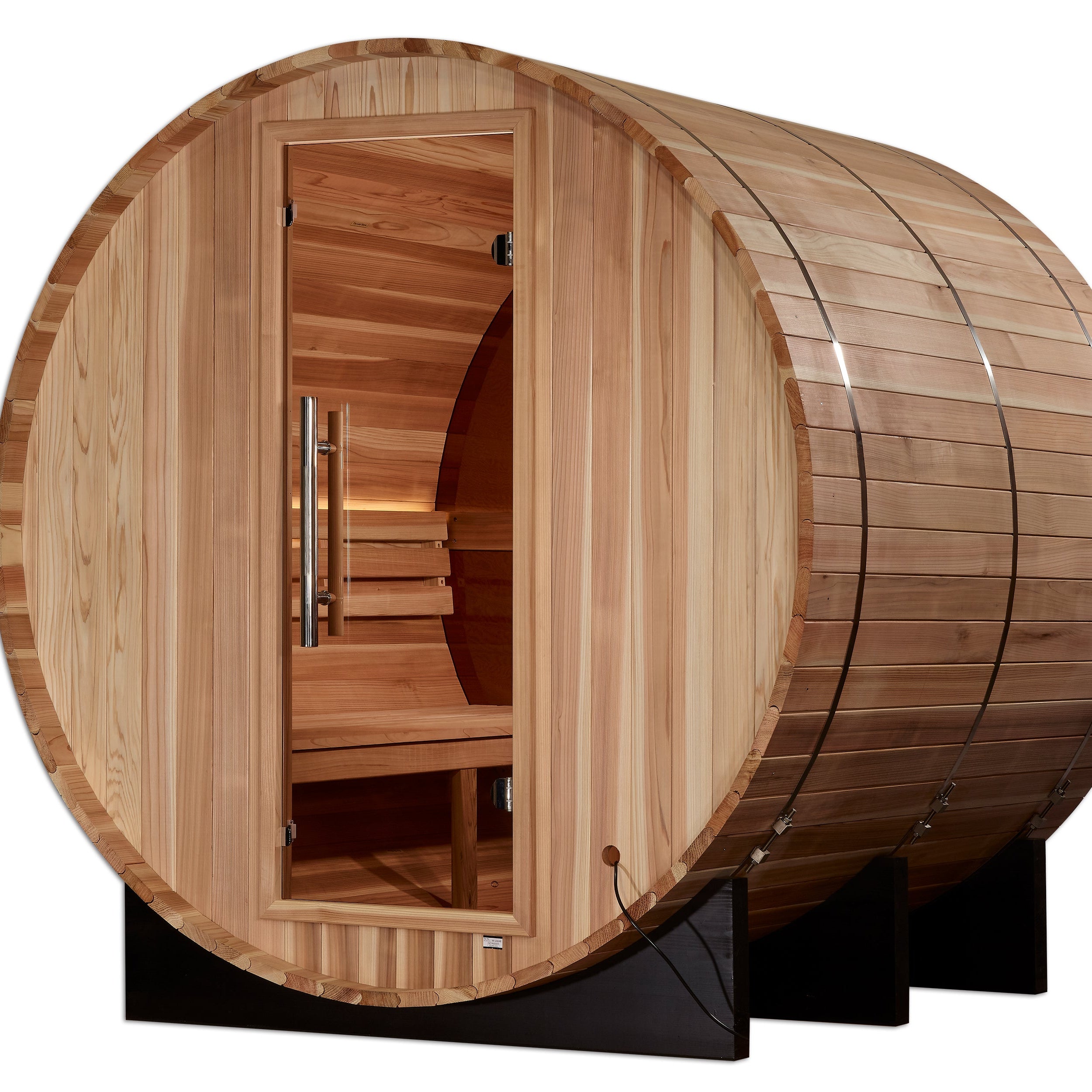 Golden Designs Zurich 4-Person Barrel with Bronze Privacy View Traditional Sauna