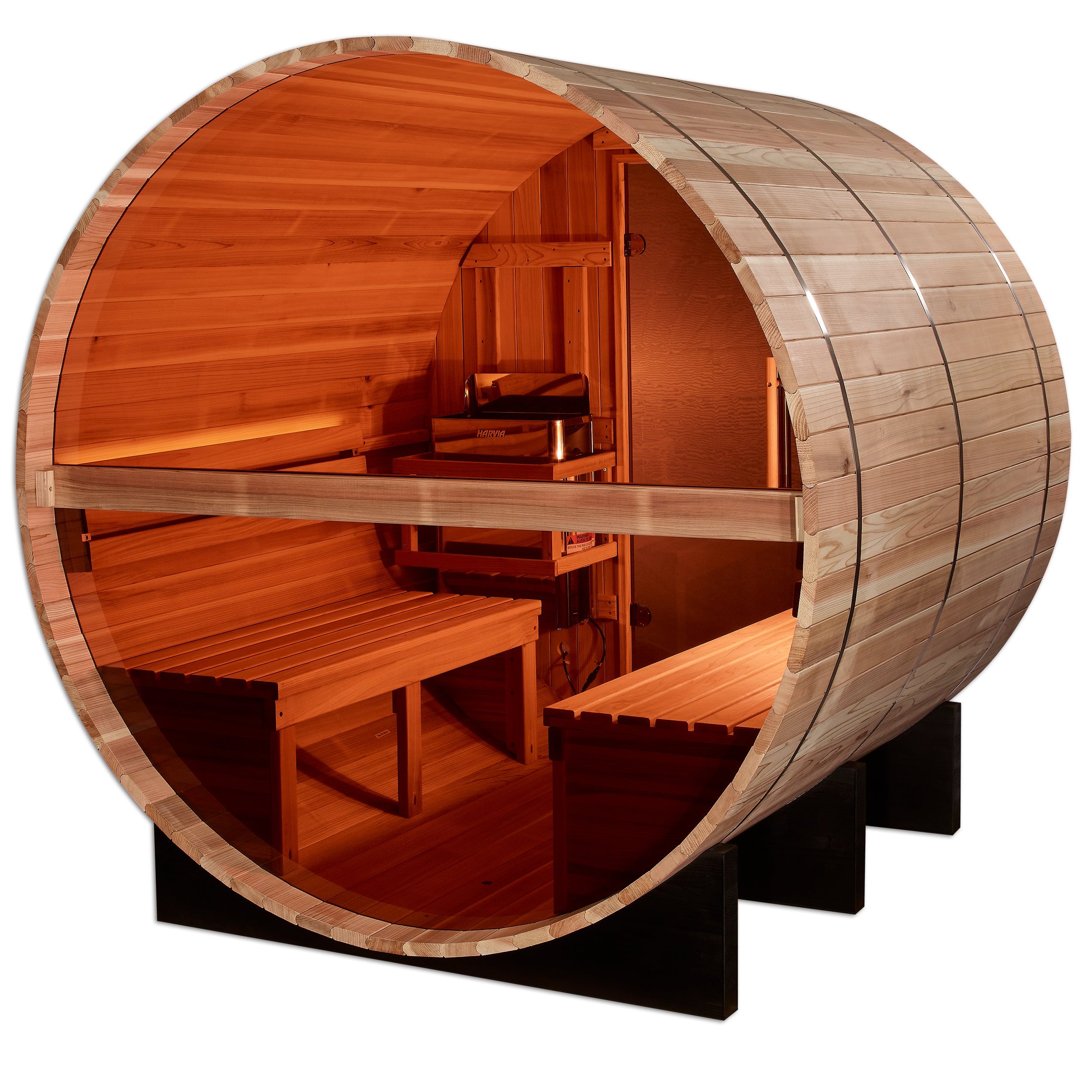Golden Designs Zurich 4-Person Barrel with Bronze Privacy View Traditional Sauna