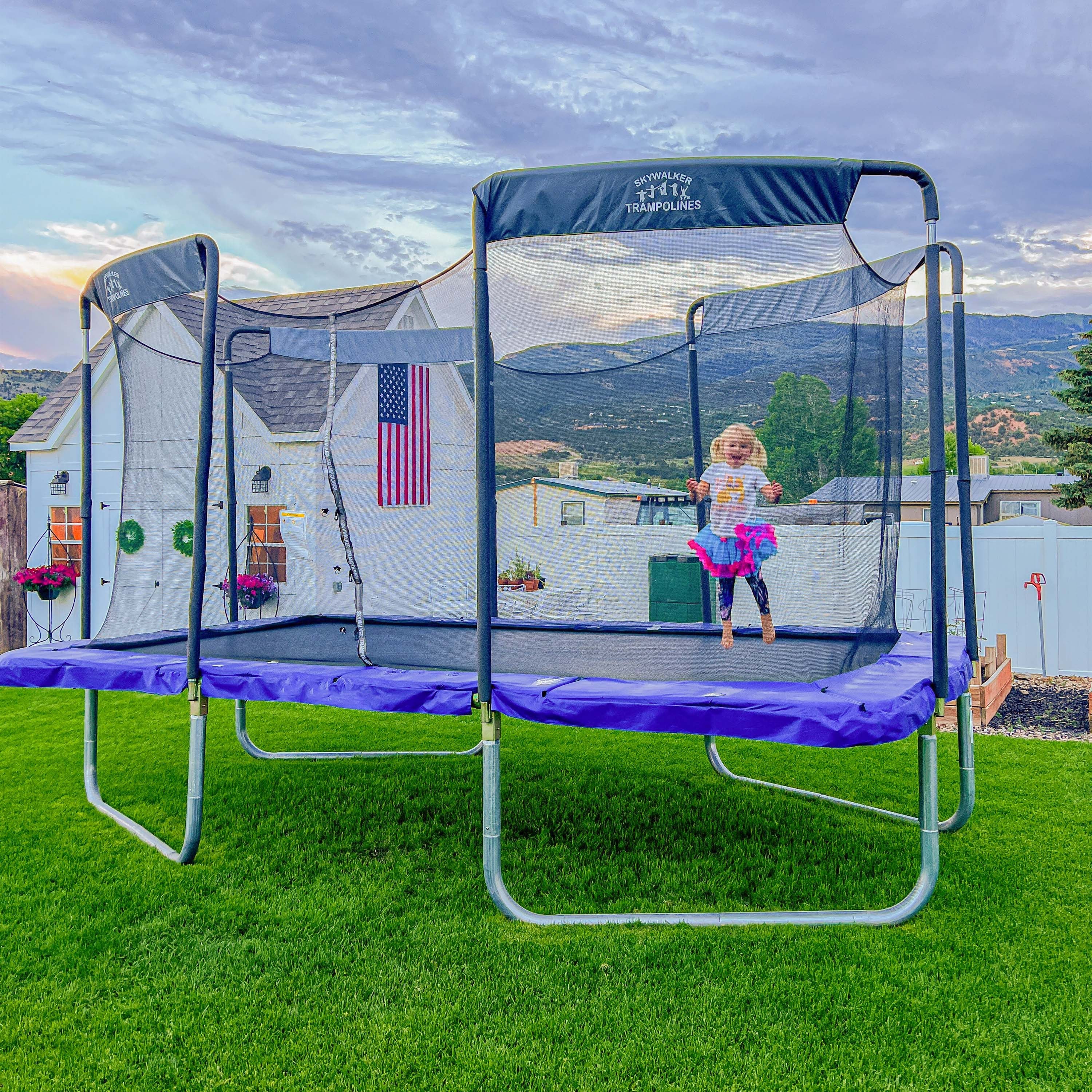 17' x 10' Rectangle Olympic-Sized Premium Trampoline with Enclosure