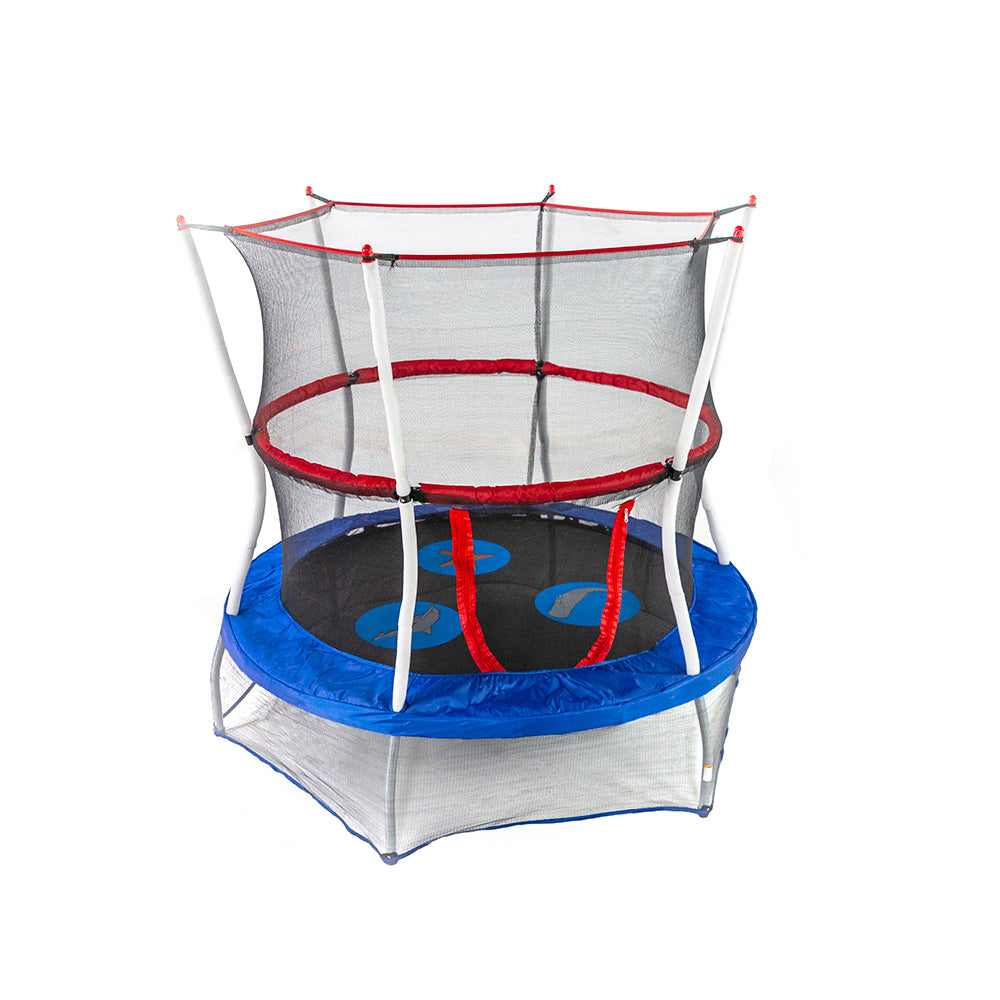 60" Round Seaside Adventure Mini Trampoline with Enclosure