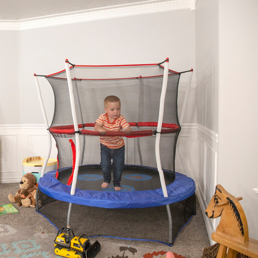 60" Round Seaside Adventure Mini Trampoline with Enclosure