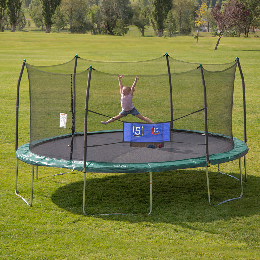16' Oval Trampoline with Toss Game - Green