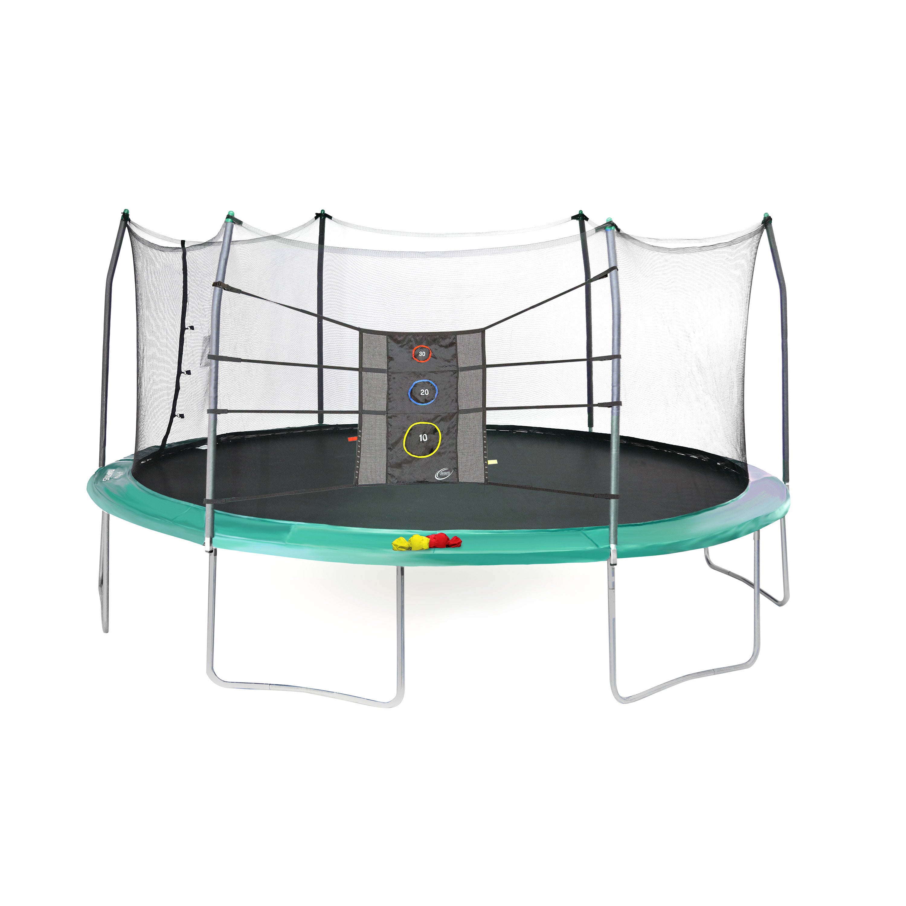 17' Oval with Enclosure Net and Triple Toss Game - Green